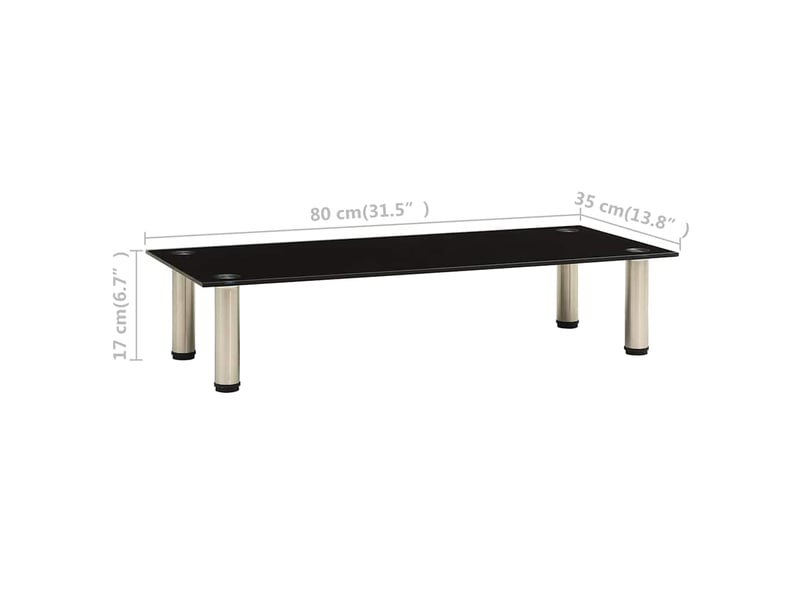  Meuble tv - banc tv - meuble de rangement noir 80x35x17 cm verre trempé  - Conforama E