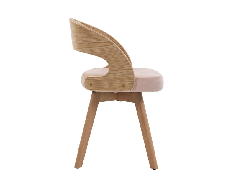  Chaises de salle à manger bois lot de 2 roses avec assise pivotante et dossier courbé en lin  - Conforama D