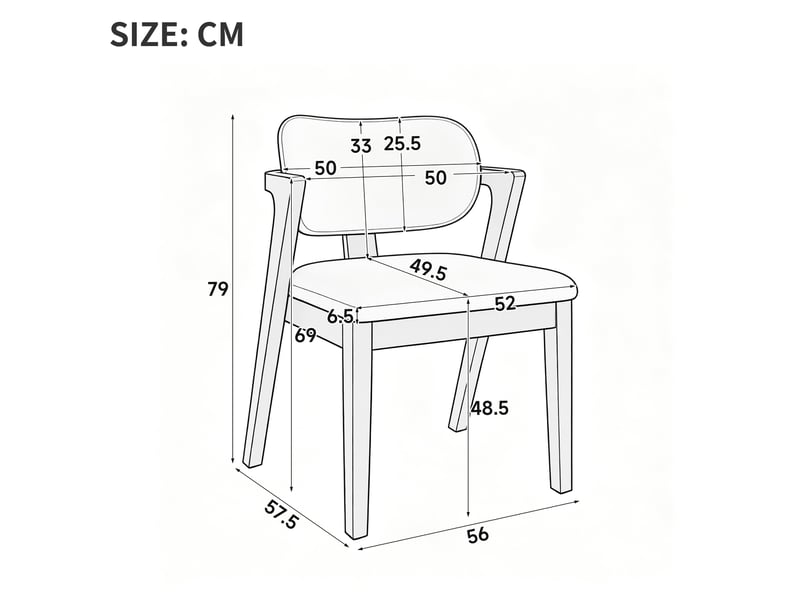  Lot de 6 chaises de salle à manger 56 x 57,5 x 79 cm noyer et beige avoine, bois d'hévéa, accoudoirs  - Conforama C