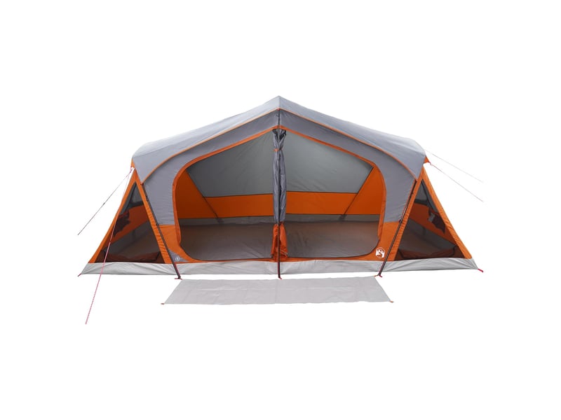  Tente de camping, tente cabane gris et orange 10 personnes polyester et acier  - Conforama D