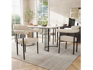 Chaise de salle a manger en velours, assise large, beige