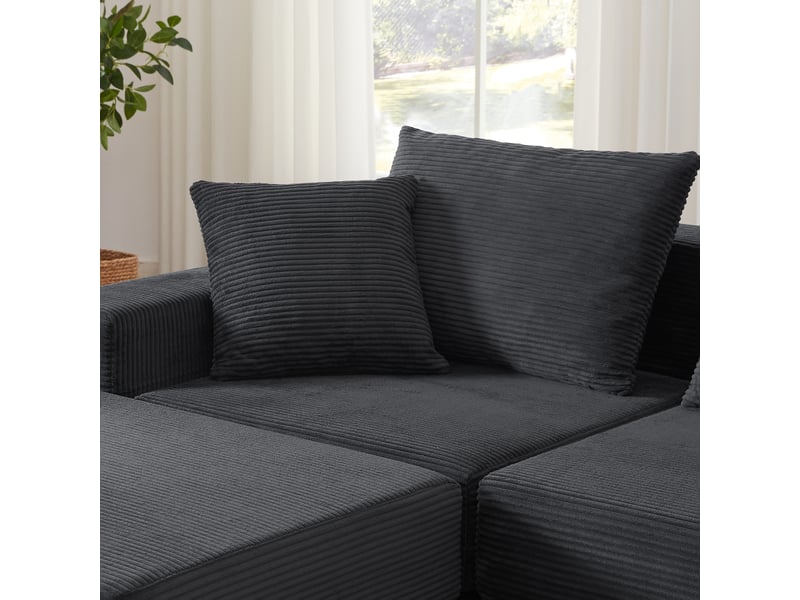  Canapé modulable,259,5x96x80 cm,3 places antidérapant,velours côtelé,gris foncé  - Conforama E