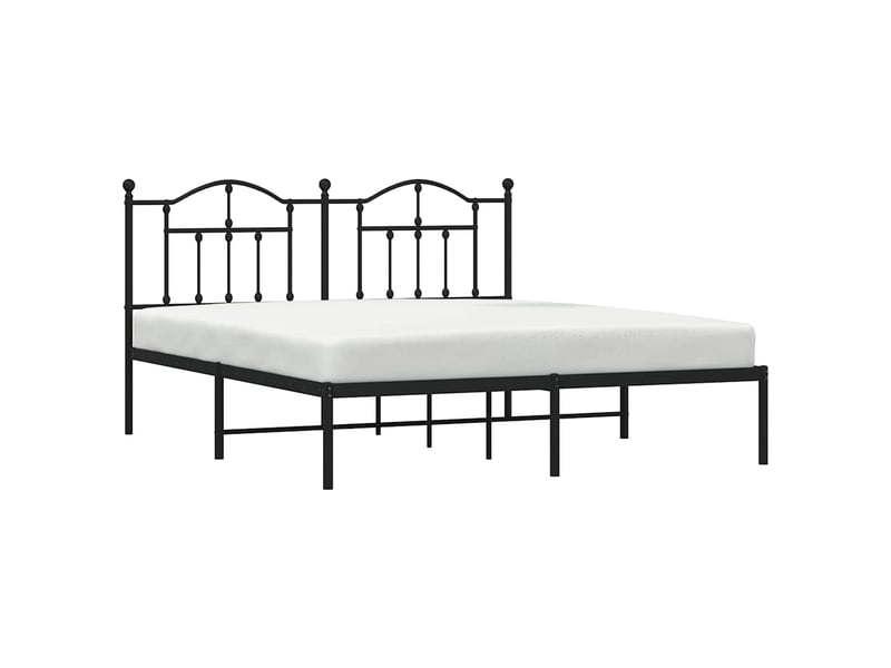 Lit double- lit adulte - cadre de lit métal sans matelas et tête de lit noir 180x200 cm - Conforama C