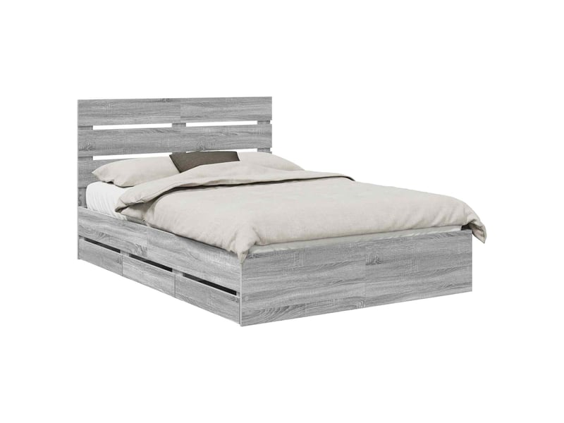  Lit double- lit adulte -  cadre de lit gris sonoma 140 x 200 cm bois ingénierie  - Conforama A