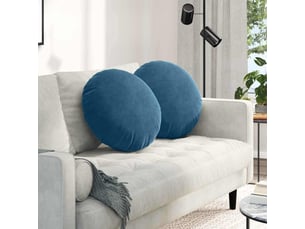 Lot de 2 coussins de siège, coussins décoratifs velours bleu ø50 x 19 cm cf59880