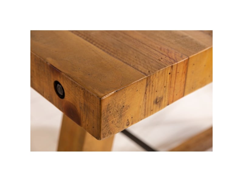  Table de salle à manger rancho – rectangulaire 200 cm – bois naturel et métal – style rustique  - Conforama E