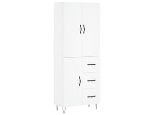 Buffet haut - bahut - meuble de rangement blanc 69,5x34x180 cm bois d'ingénierie