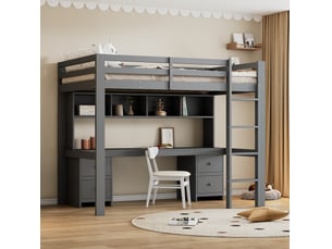 Lit mezzanine 90x200 cm <strong></strong> <strong></strong> coloris gris