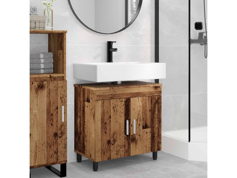  Unité de vanité de salle de bain, meuble de rangement bois ancien 60x35x60 cm shl4867  - Conforama B