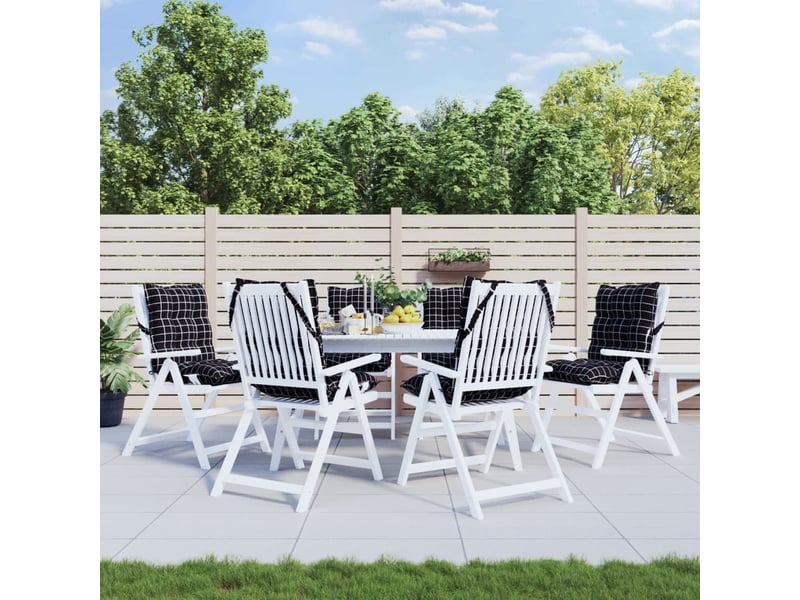  Lot de 6 coussins d'extérieur, coussins de chaise motif à carreaux noirs cf56434  - Conforama B