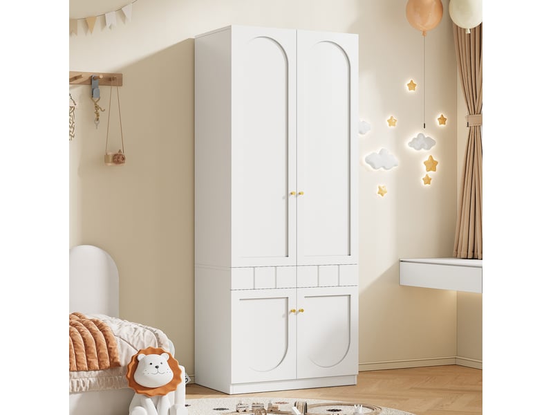  Armoire modenvie 2 portes avec penderie et tiroirs 80 x 50 x 200 cm blanche  - Conforama D