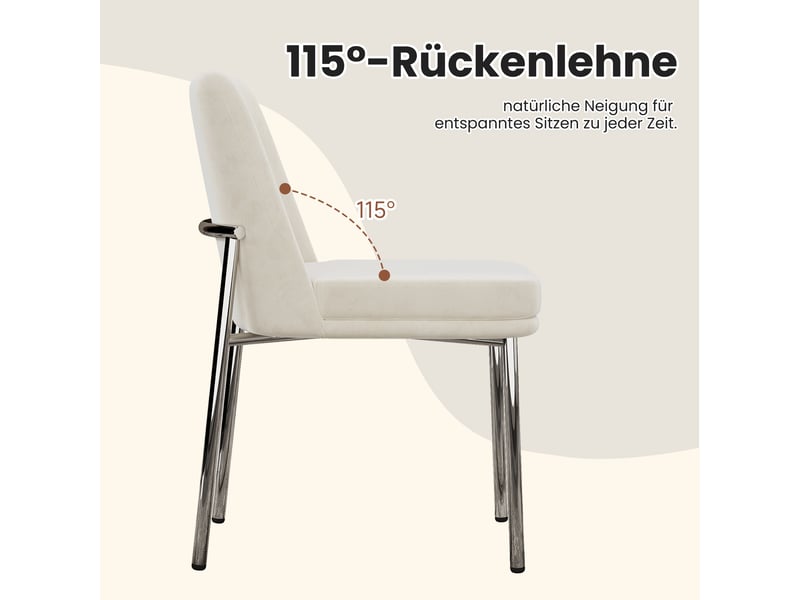  Lot de 4 chaises en velours coloris beige+argenté chaise bicolore - Conforama E