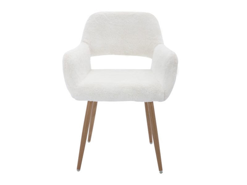  Chaises de salle à manger hengming en fourrure synthétique – style mi-siècle, pieds en acier laqué  - Conforama A