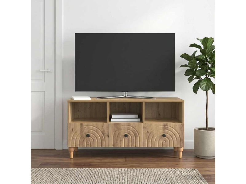  Meuble tv - banc tv - meuble de rangement 102 x 34,5 x 50 cm chêne artisanal bois d’ingénierie  - Conforama B