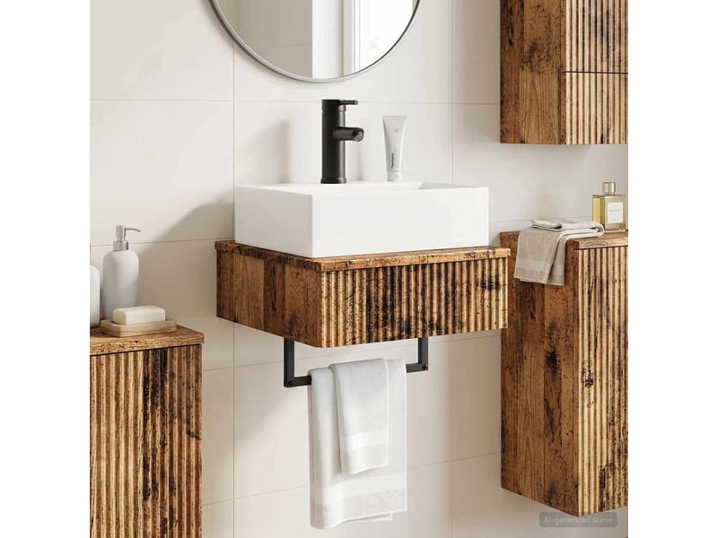 Basin de lavage mural, lavabo bois ancien 40x41x39 cm - Conforama B