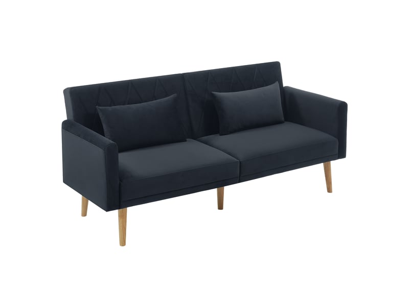  Canapé convertible en tissu velours, canape 2 places,avec fonction couchage,petit canapé,180x75x82cm,noir VIPhome - Conforama A