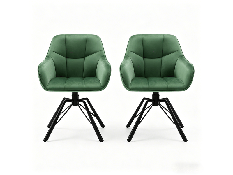  Lot de 2 chaises de salle à manger pivotantes à 360° en velours vert foncé T5828P512011 - Conforama A