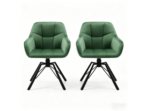 Lot de 2 chaises de salle à manger pivotantes à 360° en velours vert foncé