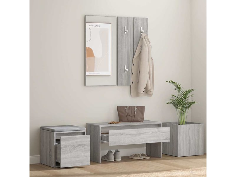  Ensemble de meubles de couloir sonoma gris bois d'ingénierie shl11707  - Conforama C