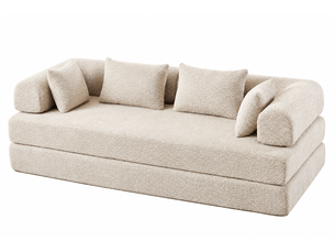 Canapé convertible modulable 2 places 4-en-1, dossier réglable, sans montage, antidérapant, anti-taches, 4 coussins, chenille beige