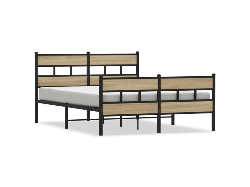 Lit double- lit adulte - cadre de lit en métal sans matelas chêne sonoma 140x200 cm - Conforama A