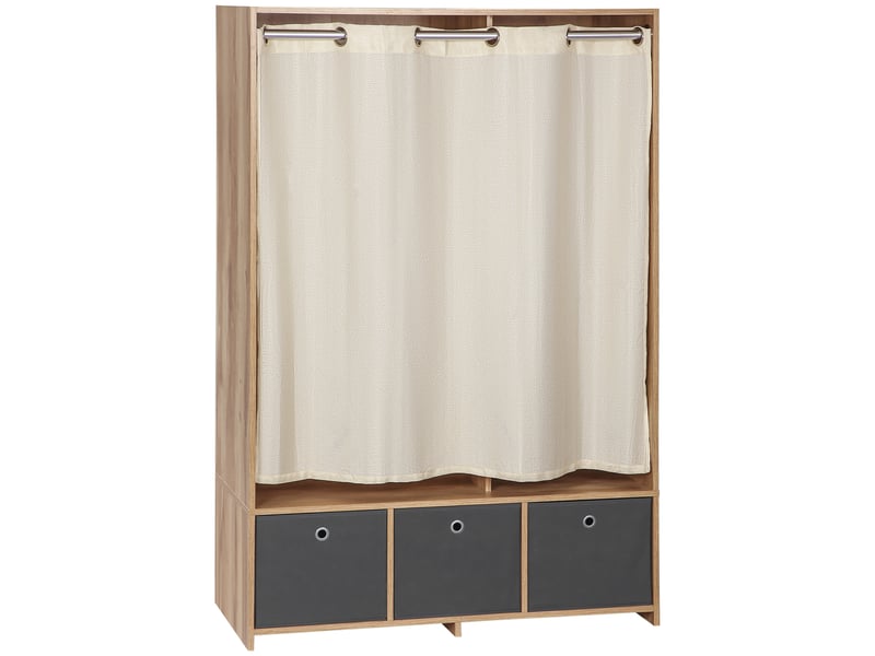 Armoire penderie avec rideau et 3 tiroirs en tissu 105 x 48 x 160 cm  - Conforama B