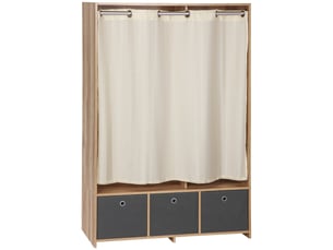 Armoire penderie avec rideau et 3 tiroirs en tissu 105 x 48 x 160 cm