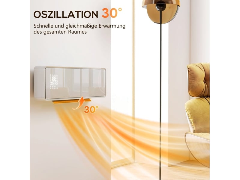  Chauffage électrique mural 54x18,7x12,3 cm 2000 w avec ventilateur et thermostat blanc  - Conforama C