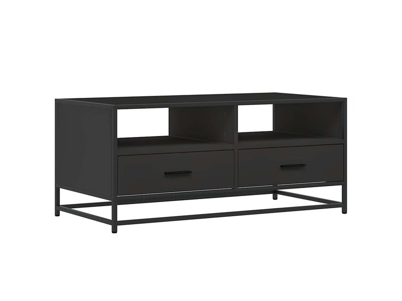  Table basse - table de salon - table à thé noir 100x50x45 cm bois d'ingénierie et métal  - Conforama A