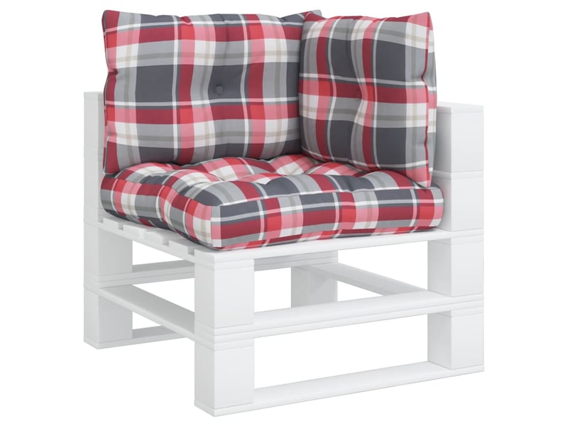 Lot de 3 coussins de palette, coussins de canapé motif à carreaux rouge tissu cf59682  - Conforama C