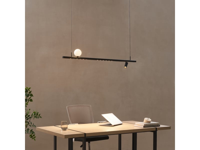 Suspension noire système magnétique un spot deux profilés et une boule en verre 22w led - lyne Lyne - Conforama B
