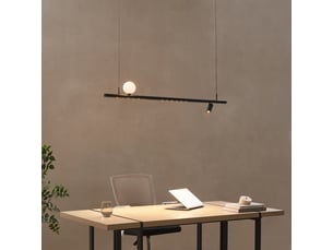 Suspension noire système magnétique un spot deux profilés et une boule en verre 22w led - lyne
