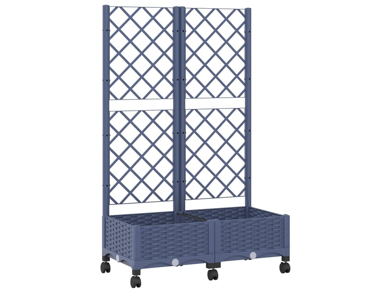  Jardinière - bac de jardin avec treillis et roues gris bleu pp  - Conforama A