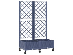 Jardinière - bac de jardin avec treillis et roues gris bleu pp