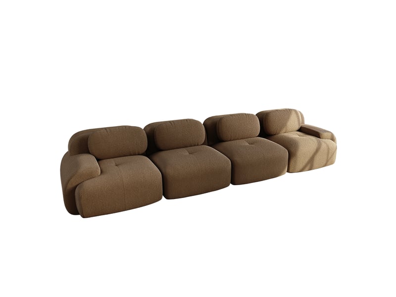 Canapé modulable, canapé 4 places, en velours tricoté, marron, sans structure, pour chambre, adapté à l'espace de vie, bureau - Conforama E