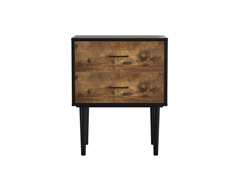  Table de chevet d'appoint 50,8x38,1x63,9 cm, 2 tiroirs, design rétro, chambre, rangement pratique, mdf, marron antique  - Conforama A