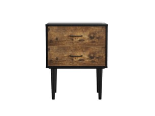Table de chevet d'appoint 50,8x38,1x63,9 cm, 2 tiroirs, design rétro, chambre, rangement pratique, mdf, marron antique