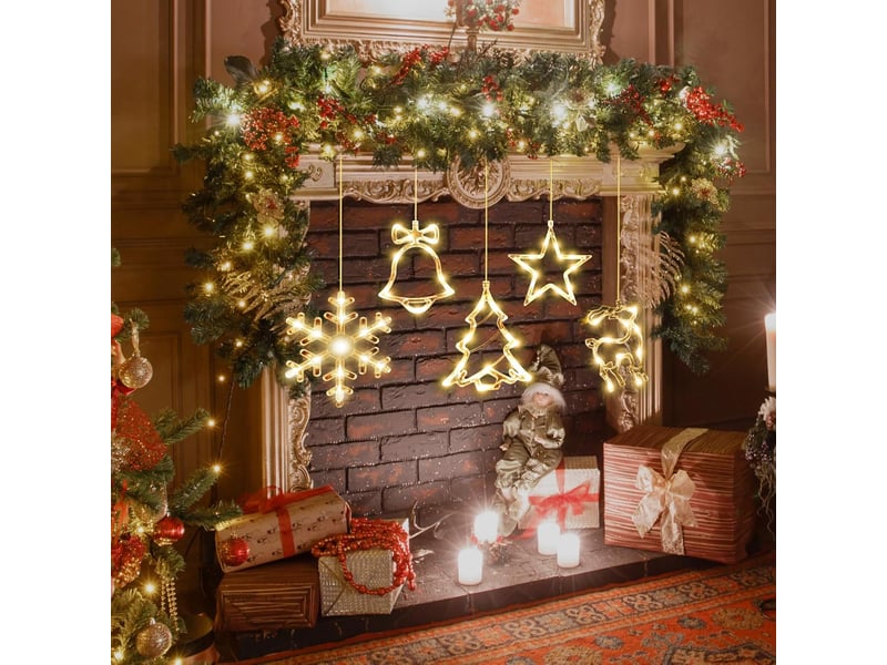  Suspension lot de 5 lumières de noël pour fenêtre pour sapin de noël, cheminée, décoration  - Conforama E