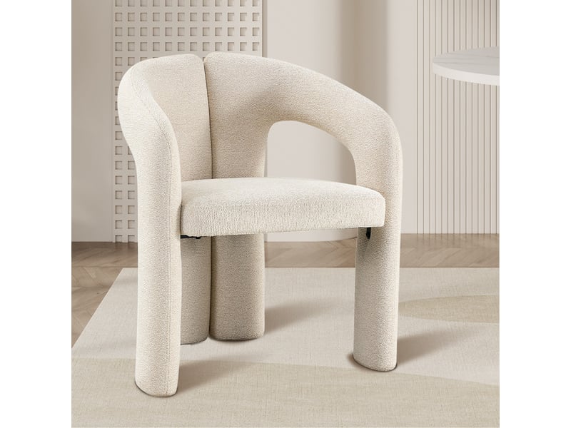 Beja - fauteuil en tissu bouclette beige BEJA-BEI - Conforama B