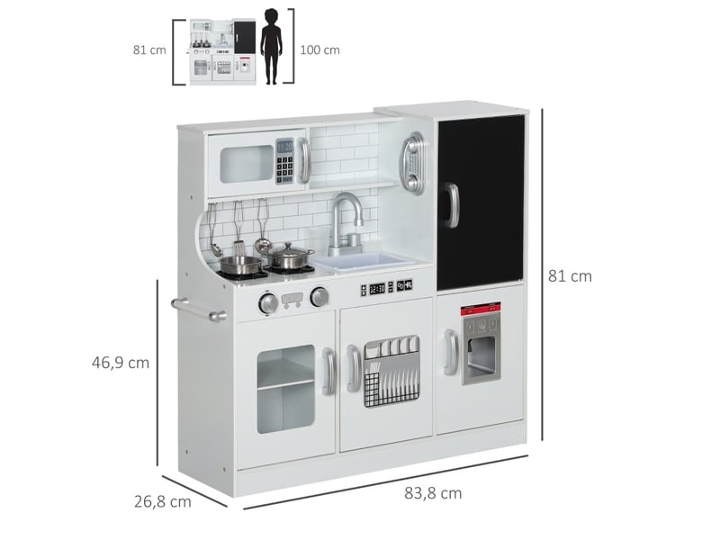  Cuisine enfant 83,8x26,8x81 cm avec accessoires mdf blanc  - Conforama E