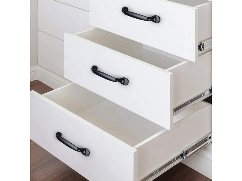 10 tirateurs pour porte de cuisine, placard, tiroir, meuble de chambre à coucher, distance entre axes de 128 mm, aluminium noir - Conforama C