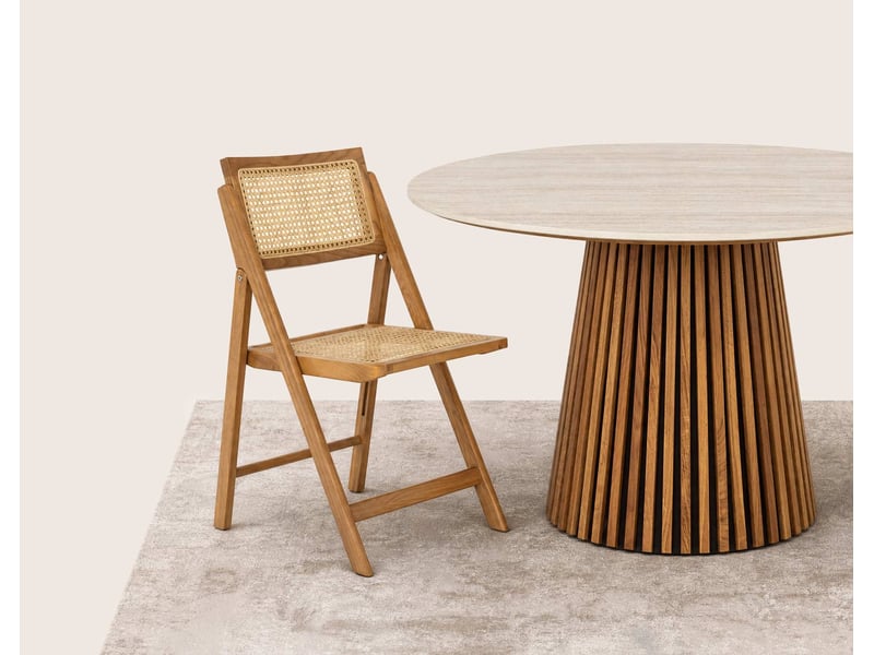  Lorenzo - lot de 2 chaises pliantes frêne massif et cannage - best mobilier - chêne LORENZO - Conforama D