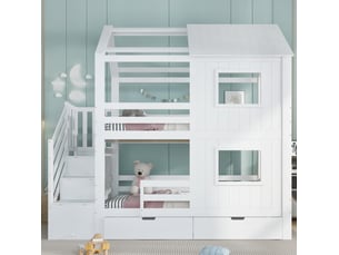 Lit superposé 90x200 cm <strong>OKWISH</strong>  <strong></strong> coloris blanc