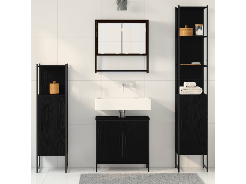  Ensemble de mobilier de salle de bain 4 pc noir cf64531  - Conforama D