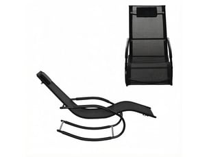 Chaise à bascule 63x160x88 cm avec appuie-tête métal noir