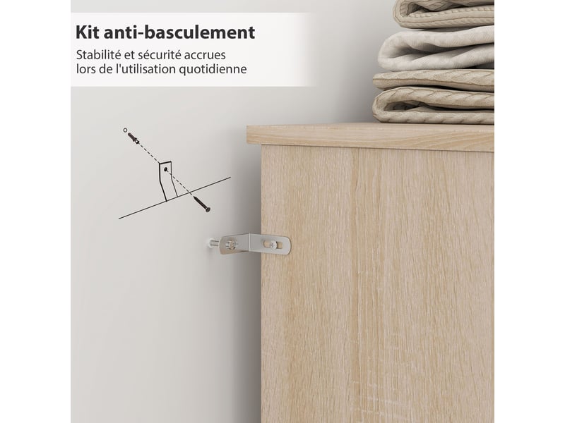  Tête de lit sur pied avec rangements, accessoire de lit 4 compartiments ouverts, 140 x 19 x 103,5 cm, effet bois naturel  - Conforama E