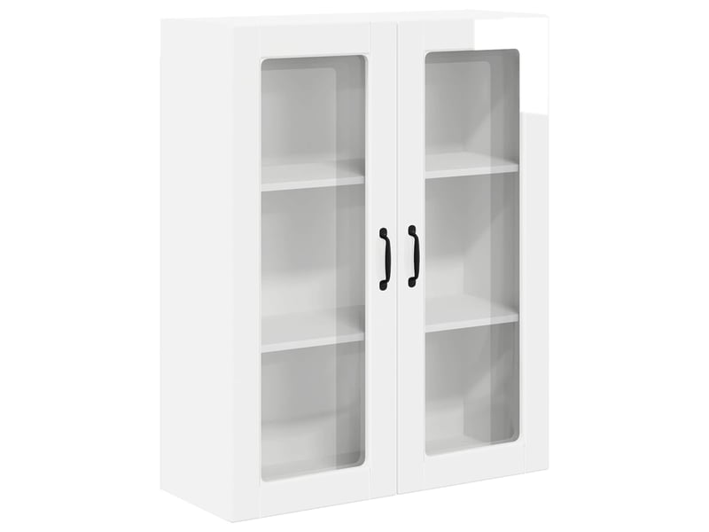  Meuble mural de cuisine, cabinet en verre mural blanc brillant 80x31x100cm shl7455  - Conforama A