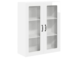 Meuble mural de cuisine, cabinet en verre mural blanc brillant 80x31x100cm shl7455