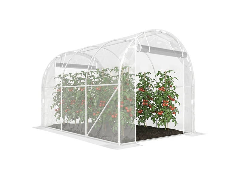 Serre tunnel, serre accessible à pied avec structure en acier galvanisé et couverture en pe résistante aux uv, transparente - Conforama A