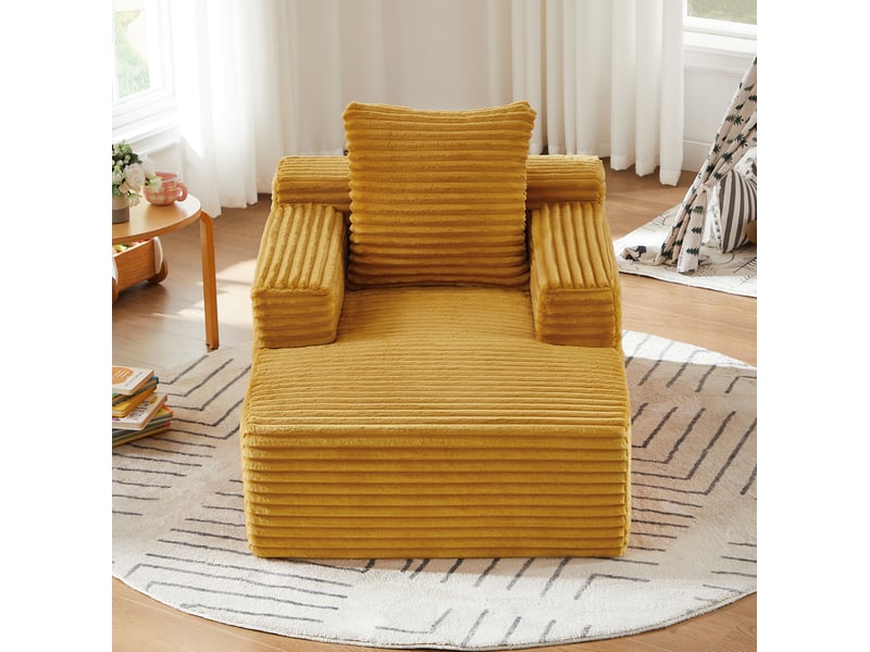  Méridienne moderne 81x117x50 cm convertible jaune, design moderne, usage pratique, rangement pratique  - Conforama D